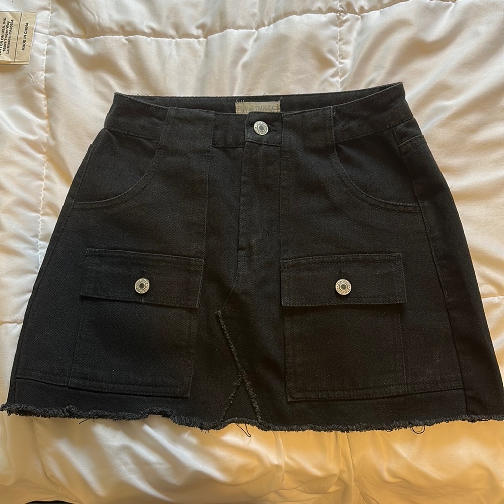 Black Mini Skirt with Pockets